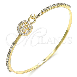Aro Individual 07.193.0023.04 Oro Laminado, Diseño de Mariposa, con Blanca Micro Pave and Blanca Cristal, Pulido, Tono Dorado (02 MM Thickness, Size 4 (2.25 Diameter))