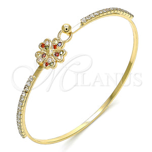 Aro Individual 07.193.0024.1.04 Oro Laminado, Diseño de Flor y Corazón, con Multicolor Micro Pave and Blanca Cristal, Pulido, Tono Dorado (02 MM Thickness, Size 4 (2.25 Diameter))
