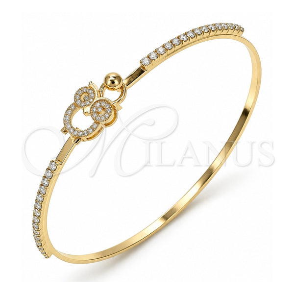 Aro Individual 07.193.0025.04 Oro Laminado, Diseño de Búho, con Micro Pave Blanca y Cristal Blanca, Pulido, Tono Dorado (Grosor 02 MM, Talla 4 (2,25 de Diámetro))