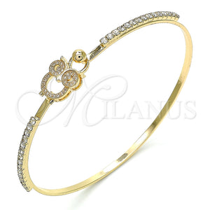 Aro Individual 07.193.0025.04 Oro Laminado, Diseño de Búho, con Blanca Micro Pave and Blanca Cristal, Pulido, Tono Dorado (02 MM Thickness, Size 4 (2.25 Diameter))
