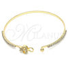 Aro Individual 07.193.0028.04 Oro Laminado, Diseño de Estrella y Luna, con Blanca Micro Pave and Blanca Cristal, Pulido, Tono Dorado (02 MM Thickness, Size 4 (2.25 Diameter))