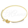 Aro Individual 07.193.0028.04 Oro Laminado, Diseño de Estrella y Luna, con Blanca Micro Pave and Blanca Cristal, Pulido, Tono Dorado (02 MM Thickness, Size 4 (2.25 Diameter))