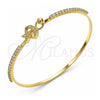 Aro Individual 07.193.0028.04 Oro Laminado, Diseño de Estrella y Luna, con Micro Pave Blanca y Cristal Blanca, Pulido, Tono Dorado (Grosor 02 MM, Talla 4 (2,25 de Diámetro))