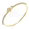 Aro Individual 07.193.0028.04 Oro Laminado, Diseño de Estrella y Luna, con Blanca Micro Pave and Blanca Cristal, Pulido, Tono Dorado (02 MM Thickness, Size 4 (2.25 Diameter))