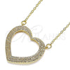 Collares con Dije 04.156.0285.20 Oro Laminado, Diseño de Corazón, con Blanca Micro Pave, Pulido, Tono Dorado (02 MM Thickness, 20 Inches Length)