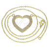 Collares con Dije 04.156.0285.20 Oro Laminado, Diseño de Corazón, con Blanca Micro Pave, Pulido, Tono Dorado (02 MM Thickness, 20 Inches Length)