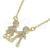 Collares con Dije 04.94.0032.18 Oro Laminado, Diseño de Niñito Pequeño y Niñita Pequeña, con Blanca Micro Pave, Pulido, Tono Dorado (02 MM Thickness, 18 Inches Length)