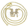 Collares con Dije 04.94.0032.18 Oro Laminado, Diseño de Niñito Pequeño y Niñita Pequeña, con Blanca Micro Pave, Pulido, Tono Dorado (02 MM Thickness, 18 Inches Length)