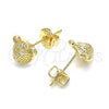 Arete Dormilona 02.156.0429 Oro Laminado, Diseño de Osito, con Blanca Micro Pave, Pulido, Tono Dorado