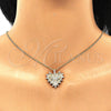 Collares con Dije 04.156.0294.20 Oro Laminado, Diseño de Corazón, con Blanca Micro Pave and Blanca Zirconia Cubica, Pulido, Tono Dorado (02 MM Thickness, 20 Inches Length)