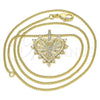 Collares con Dije 04.156.0294.20 Oro Laminado, Diseño de Corazón, con Blanca Micro Pave and Blanca Zirconia Cubica, Pulido, Tono Dorado (02 MM Thickness, 20 Inches Length)
