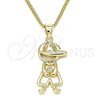 Collares con Dije 04.156.0296.20 Oro Laminado, Diseño de Niñito Pequeño, con Blanca Micro Pave, Pulido, Tono Dorado (02 MM Thickness, 20 Inches Length)