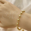 Pulsera Elegante 03.63.2178.07 Oro Laminado, Diseño de Bola, Pulido, Tono Dorado (06 MM Thickness, 7 Inches Length)