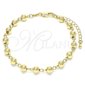 Pulsera Elegante 03.63.2178.07 Oro Laminado, Diseño de Bola, Pulido, Tono Dorado (06 MM Thickness, 7 Inches Length)