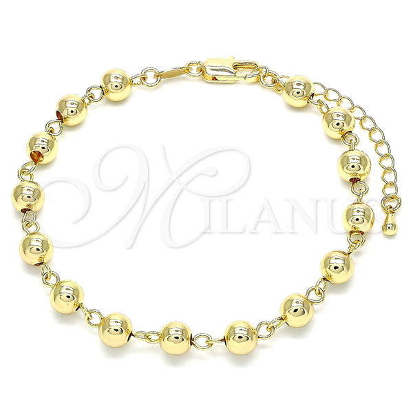 Pulsera Elegante 03.63.2178.07 Oro Laminado, Diseño de Bola, Pulido, Tono Dorado (06 MM Thickness, 7 Inches Length)