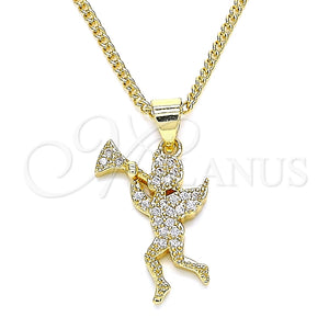 Collares con Dije 04.199.0034.20 Oro Laminado, Diseño de Angel, con Blanca Micro Pave, Pulido, Tono Dorado (02 MM Thickness, 20 Inches Length)