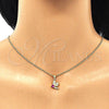 Juego de Arete y Dije de Adulto 10.199.0152.2 Oro Laminado, Diseño de Libélula, con Rubi Zirconia Cubica and Blanca Micro Pave, Pulido, Tono Dorado