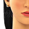 Juego de Arete y Dije de Adulto 10.199.0152.3 Oro Laminado, Diseño de Libélula, con Negro Zirconia Cubica and Blanca Micro Pave, Pulido, Tono Dorado