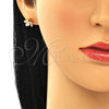 Arete Dormilona 02.199.0028.1 Oro Laminado, Diseño de Libélula, con Granate Zirconia Cubica and Blanca Micro Pave, Pulido, Tono Dorado