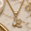 Collares con Dije 04.199.0035.20 Oro Laminado, Diseño de Libélula, con Zirconia Cubica Blanca y Micro Pave Blanca, Pulido, Tono Dorado (Grosor 02 MM, 20 Pulgadas de Largo)