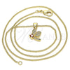 Collares con Dije 04.199.0035.1.20 Oro Laminado, Diseño de Libélula, con Granate Zirconia Cubica and Blanca Micro Pave, Pulido, Tono Dorado (02 MM Thickness, 20 Inches Length)