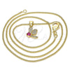 Collares con Dije 04.199.0035.2.20 Oro Laminado, Diseño de Libélula, con Rubi Zirconia Cubica and Blanca Micro Pave, Pulido, Tono Dorado (02 MM Thickness, 20 Inches Length)