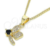 Collares con Dije 04.199.0035.3.20 Oro Laminado, Diseño de Libélula, con Zirconia Cubica Negro y Micro Pave Blanca, Pulido, Tono Dorado (Grosor 02 MM, 20 Pulgadas de Largo)