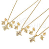 Juego de Arete y Dije de Adulto 10.156.0203.1 Oro Laminado, Diseño de Angel, con Granate Micro Pave and Blanca Zirconia Cubica, Pulido, Tono Dorado