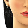 Juego de Arete y Dije de Adulto 10.156.0148.3 Oro Laminado, Diseño de Libélula, con Rubi and Blanca Micro Pave, Pulido, Tono Dorado