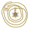 Collares con Dije 04.156.0298.20 Oro Laminado, Diseño de Tortuga, con Micro Pave Granate, Pulido, Tono Dorado (Grosor 02 MM, 20 Pulgadas de Largo)