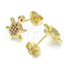 Arete Dormilona 02.156.0436 Oro Laminado, Diseño de Tortuga, con Granate Micro Pave, Pulido, Tono Dorado