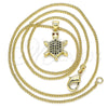 Collares con Dije 04.156.0298.2.20 Oro Laminado, Diseño de Tortuga, con Negro and Granate Micro Pave, Pulido, Tono Dorado (02 MM Thickness, 20 Inches Length)
