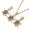 Collares con Dije 04.156.0298.2.20 Oro Laminado, Diseño de Tortuga, con Negro and Granate Micro Pave, Pulido, Tono Dorado (02 MM Thickness, 20 Inches Length)