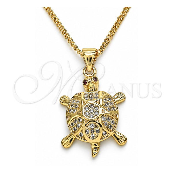 Collares con Dije 04.156.0299.20 Oro Laminado, Diseño de Tortuga, con Blanca Micro Pave, Pulido, Tono Dorado (02 MM Thickness, 20 Inches Length)