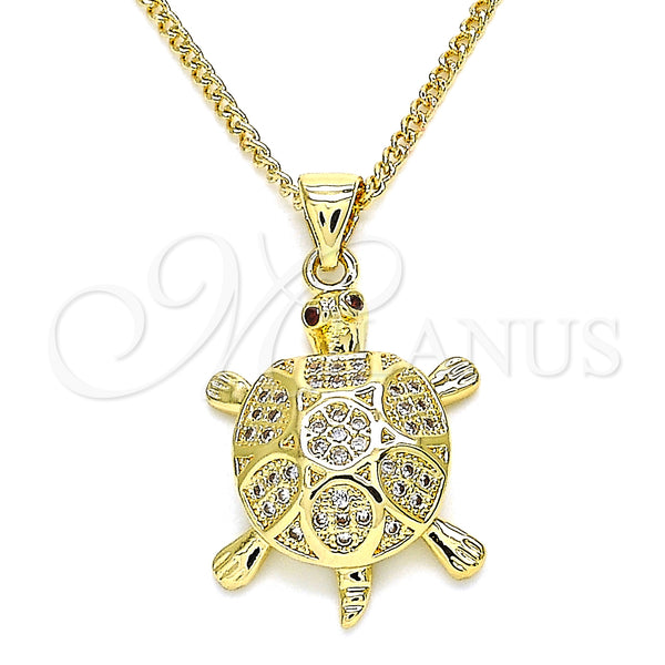 Collares con Dije 04.156.0299.20 Oro Laminado, Diseño de Tortuga, con Blanca Micro Pave, Pulido, Tono Dorado (02 MM Thickness, 20 Inches Length)