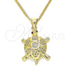 Collares con Dije 04.156.0299.20 Oro Laminado, Diseño de Tortuga, con Blanca Micro Pave, Pulido, Tono Dorado (02 MM Thickness, 20 Inches Length)