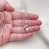 Collares con Dije 04.156.0300.18 Oro Laminado, Diseño de Delfín y Flor, con Blanca Micro Pave, Pulido, Tono Dorado (02 MM Thickness, 18 Inches Length)