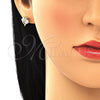 Arete Dormilona 02.156.0438 Oro Laminado, Diseño de Delfín, con Negro Micro Pave and Blanca Zirconia Cubica, Pulido, Tono Dorado