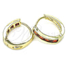 Argolla Huggie 02.316.0068.1.15 Oro Laminado, con Granate Micro Pave, Pulido, Tono Dorado