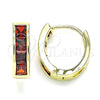 Argolla Huggie 02.316.0068.1.15 Oro Laminado, con Granate Micro Pave, Pulido, Tono Dorado