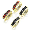 Argolla Huggie 02.316.0068.1.15 Oro Laminado, con Granate Micro Pave, Pulido, Tono Dorado