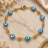 Pulsera Elegante 03.213.0018.4.08 Oro Laminado, Diseño de Ojo Griego, Esmaltado Turquesa, Tono Dorado (Grosor 08 MM, 8 Pulgadas de Largo)