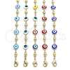 Pulsera Elegante 03.213.0018.4.08 Oro Laminado, Diseño de Ojo Griego, Esmaltado Turquesa, Tono Dorado (08 MM Thickness, 8 Inches Length)