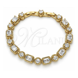 Pulsera Tennis 03.283.0022.08 Oro Laminado, con Blanca Zirconia Cubica, Pulido, Tono Dorado (08 MM Thickness, 8 Inches Length)
