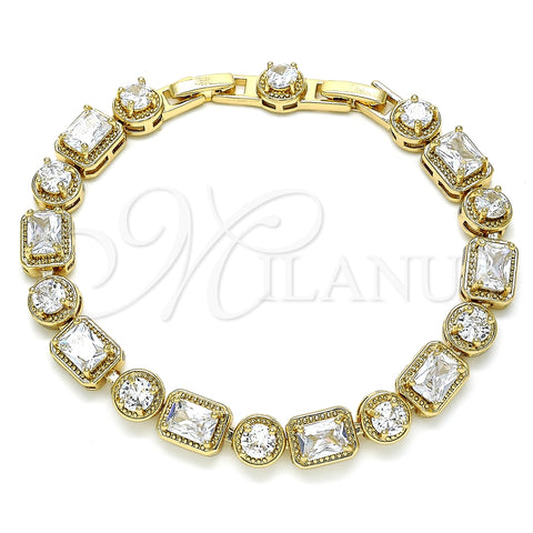 Pulsera Tennis 03.283.0022.08 Oro Laminado, con Blanca Zirconia Cubica, Pulido, Tono Dorado (08 MM Thickness, 8 Inches Length)