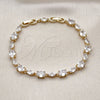 Pulsera Tennis 03.283.0023.08 Oro Laminado, con Blanca Zirconia Cubica, Pulido, Tono Dorado (06 MM Thickness, 8 Inches Length)
