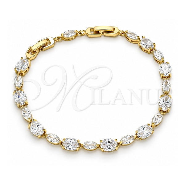 Pulsera Tennis 03.283.0023.08 Oro Laminado, con Blanca Zirconia Cubica, Pulido, Tono Dorado (06 MM Thickness, 8 Inches Length)