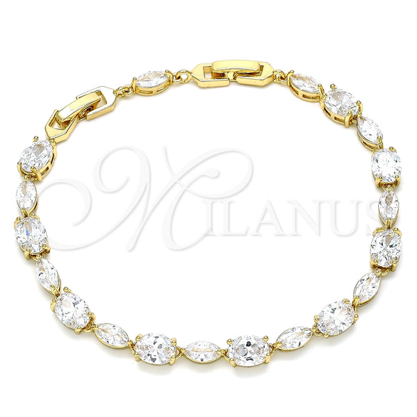 Pulsera Tennis 03.283.0023.08 Oro Laminado, con Blanca Zirconia Cubica, Pulido, Tono Dorado (06 MM Thickness, 8 Inches Length)