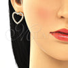 Arete Dormilona 02.156.0439 Oro Laminado, Diseño de Corazón, con Blanca Micro Pave, Pulido, Tono Dorado