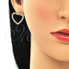 Arete Dormilona 02.156.0439.1 Oro Laminado, Diseño de Corazón, con Rubi Micro Pave, Pulido, Tono Dorado